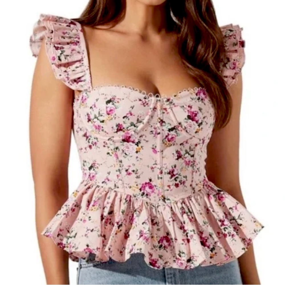 Floral Ruffle Sleeve Top